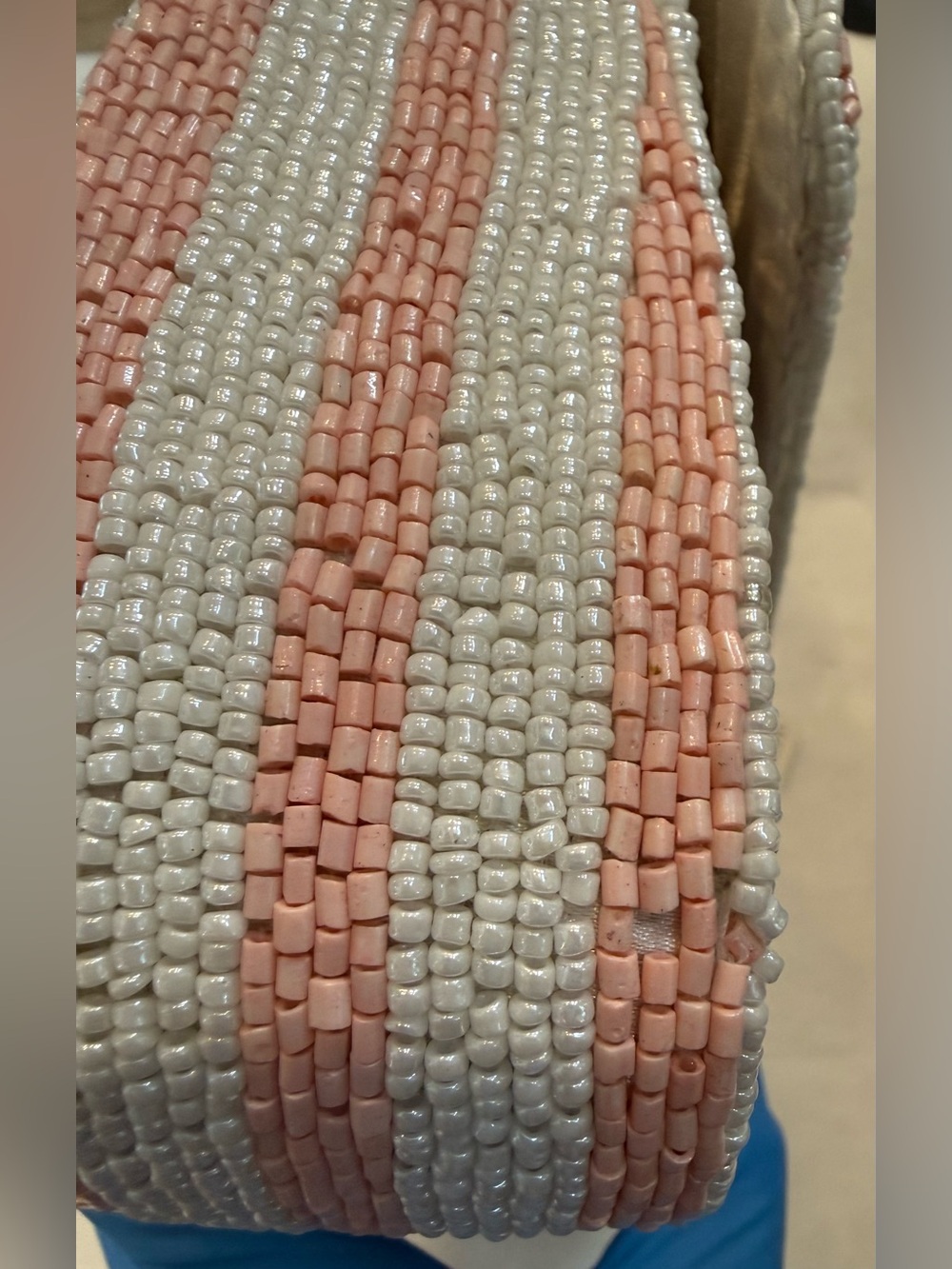 Handcrafted in India FLAWED Beaded Pink Snack-Print Shoulder Bag NWT - Picture 14 of 15